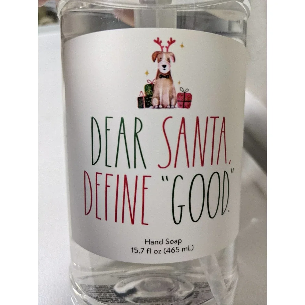 4/$20 Rae Dunn cinnamon stick Santa dog define good hand soap PUMP BOTTLE